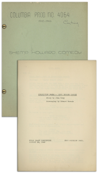 Moe Howard's 31pp. Script Dated January 1946 for a ''Shemp Howard Comedy'' -- One of the Columbia Shorts Written for Shemp Before He Rejoined the Stooges -- Very Good Condition